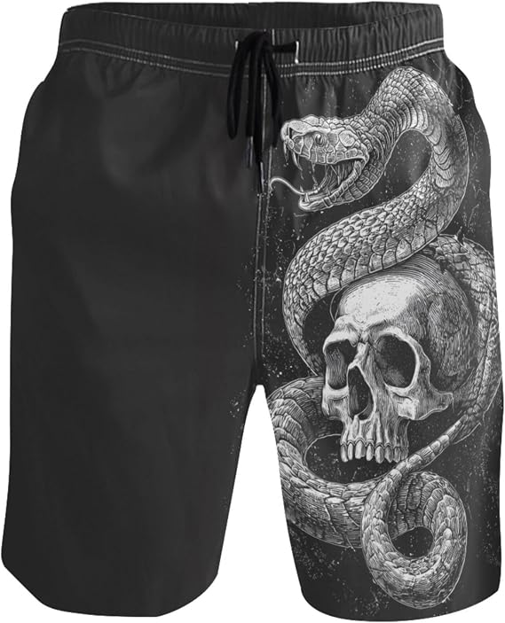 visesunny Black Palm Trees Red Men's Summer Beach Shorts Mens Swim Trunks Swimsuit Bathing Suits Board Shorts Mesh Lining - skull swimsuit