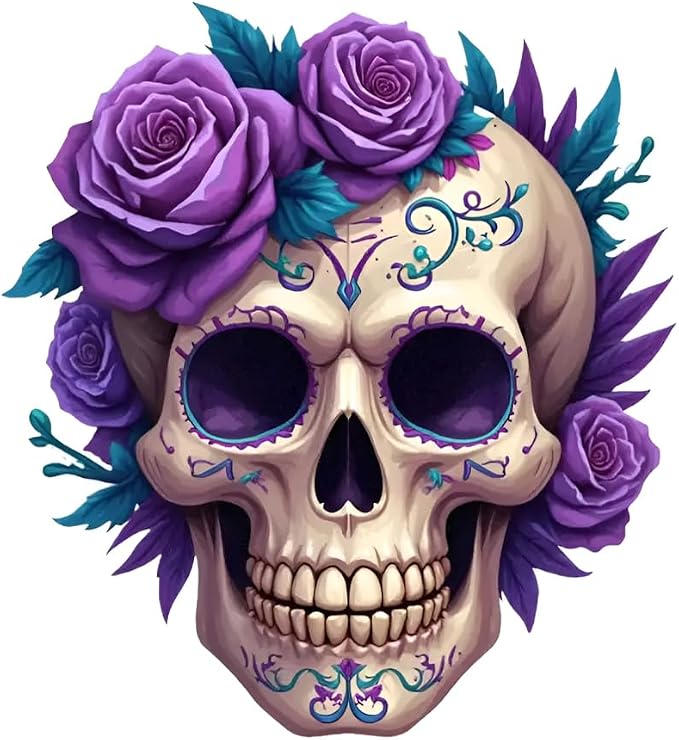 Skull Car Decals 2-Pack 5.43 x 5.0 in Rose Vinyl Stickers YC-0270 - skull sticker