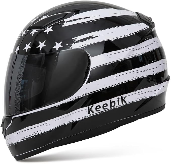 Motorcycle Skull Helmets for Adult Men Women, Full Face Lightweight Street Bike Racing DOT Graffiti Helmet with Extra Clear Visor - skull helmet