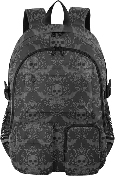 Gothic Skull Travel Laptop Backpack Fits 14 Inch Computer - skull suitcase