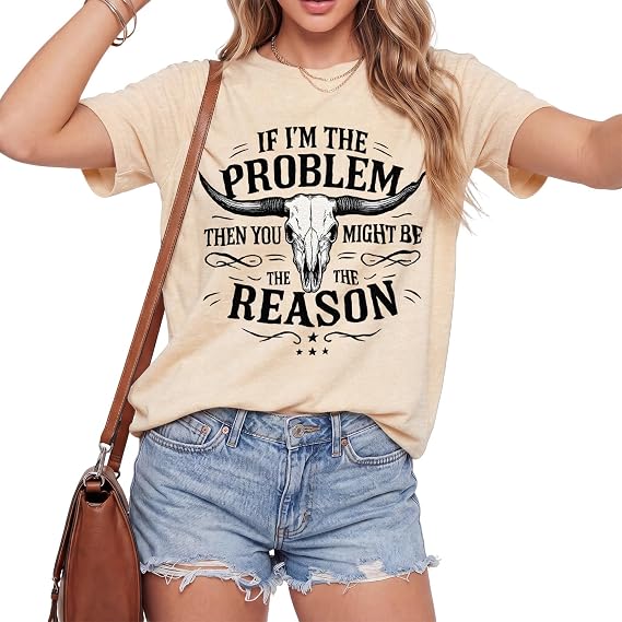 Country Music Shirts for Women Vintage Cow Skull Western Cowgirl Tee Tops - skull leggings