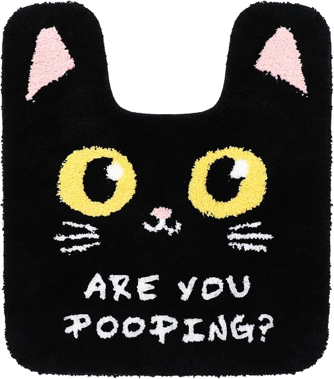 Black Cat Halloween Toilet Rug, Halloween Funny Bath Mat 24×20