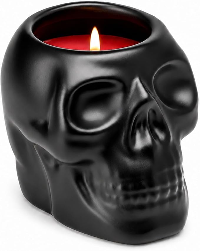 Black Halloween Candles, Black Skull Candle for Halloween Home Decor - skull candle