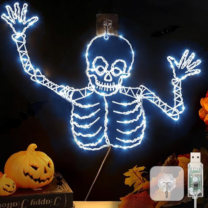 21Inch Halloween Skull Window Lights Skeleton Timer Window Light Decor - skull lamp
