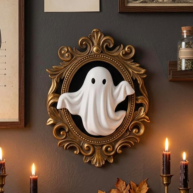 Stylor Vintage Halloween Decor 3D Ghost Figurine Cute Wall Sculpture 9.4in