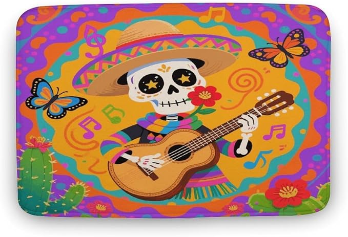 Sugar Skull Bathroom Rugs Non Slip Bath Mat Soft Microfiber Super Absorbent Machine Washable Floor Carpet for Shower Tub Bathroom 19.7"x31.5" - skull carpet