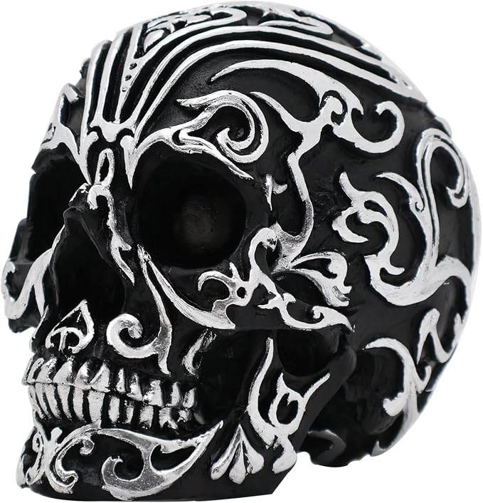Halloween Skull Head Home Decor, 5.2 Inch Life Size Resin Skull, Gothic Skeleton Halloween Skull Statue - skull figurine