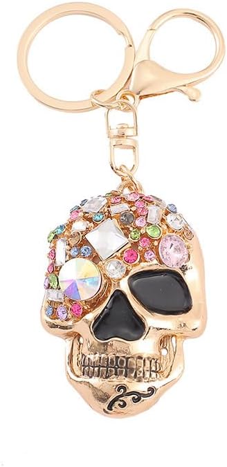 Crystal Skull Keychain, 3D Bling Rhinestone Charm, Multicolor, for Keys, Purse, and Handbag, 4.88 x 1.57 Inch - sugar skull handbags for sale