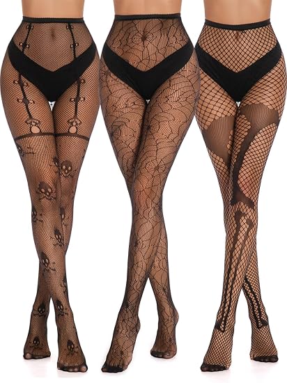 Halloween Womens Tights Lace Stockings Footed Skeleton Fishnet Pantyhose for Women Sheer Leggings Costume Party - skull leggings