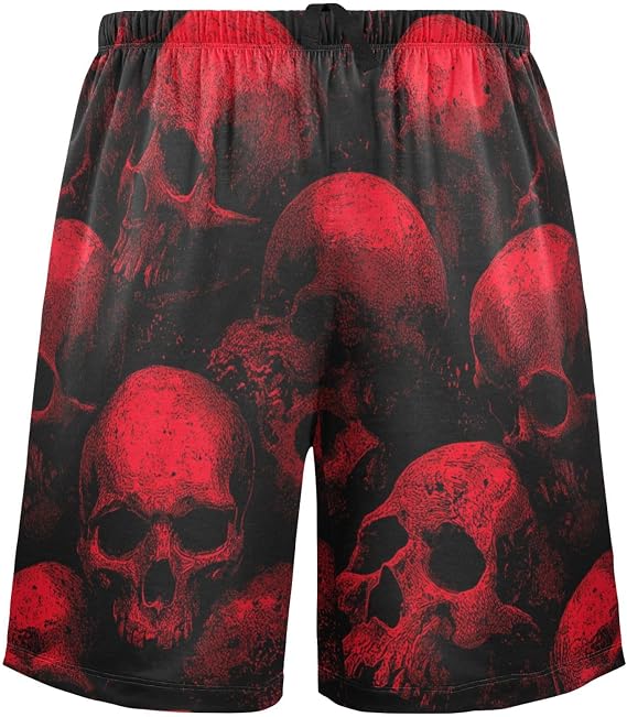 visesunny Men's Pajama Shorts Summer St Soft Sleep Shorts for Men Pjs Bottoms Pants with Pockets S-XXL - skull pajamas