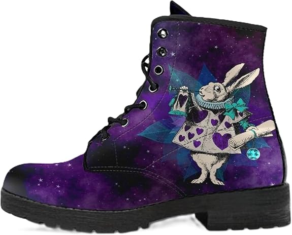 Women's Ankle Boots Fashion Printed Combat Boot Lace Up Platform Booties with Japanese Anime Ghost Dragon Alice in Wonderland Casual Gothic Punk Shoes for Daily Wear Travel Party Halloween - sugar skull costume