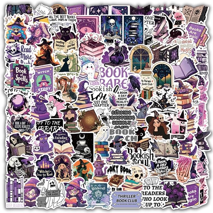 100Pcs Witchy Bookish Stickers for Adults, Magical Reading Sticker Pack - skull sticker