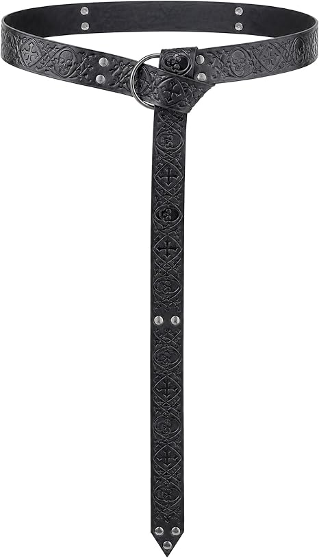 Medieval Renaissance Leather Belt - Vintage Leather Waist Belts - skull wallet
