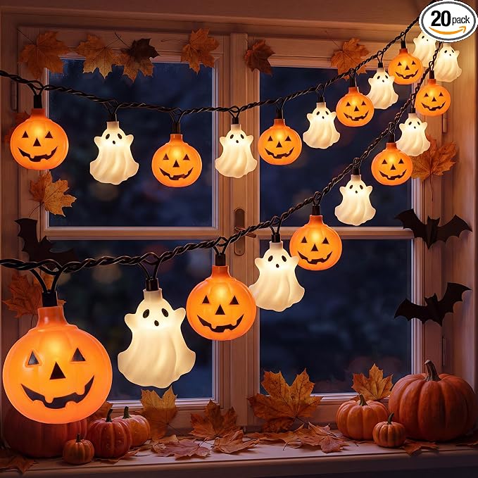 12FT 20 LED Halloween String Lights Pumpkin Ghost Warm White Party - string light