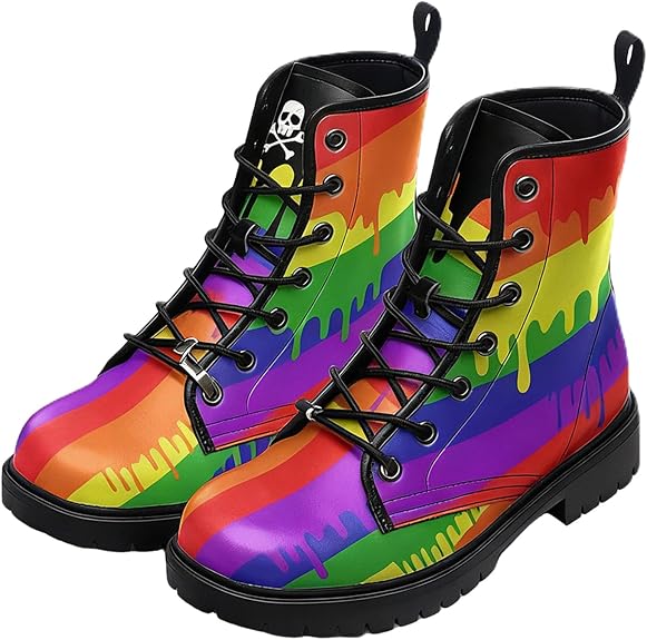 Women's Lace Up Combat Boots with Galaxy Marble Tie Dye Graffiti Abstract Art Print Chunky Heel Round Toe Ankle Booties Platform Motorcycle Mid-Calf Shoes for Travel Party Concert Festival - sugar skull costume