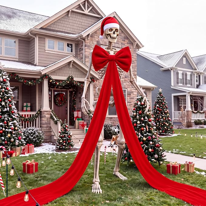 Shinymoon 2 Pcs Christmas 12 ft Skeleton Costume Set Hat and Bow - skeleton