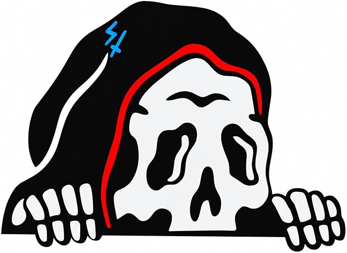 Pack of 3 Creeper Skeleton Car Decals Waterproof Funny Bumper Stickers - skull sticker