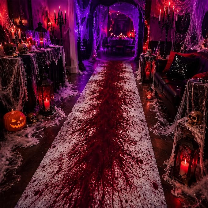 Irenare Scary Halloween Bloody Floor Runner Decor, 28x79 Inch - skull carpet