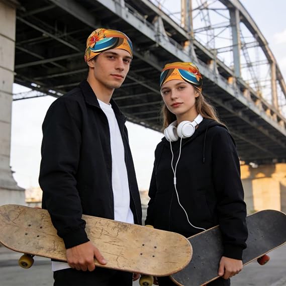 Cooling Do Rags Skull Caps Sweat Wicking Head Wraps Bandanas Helmet Liner Beanie Breathable Motorcycle Cycling Cap Flip Flops and Tropical Beach Scene Doo Rags for Men Women - sugar skull costume