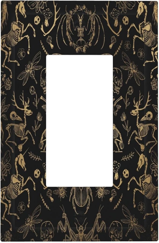 Dark Academia Gothic 1 Gang Light Switch Covers Vintage Witchy Skull Moth Single Rocker Wall Plate Decorative Outlet Cover GFCI Switchplates Electrical Faceplate for Retro Home Bathroom Decor