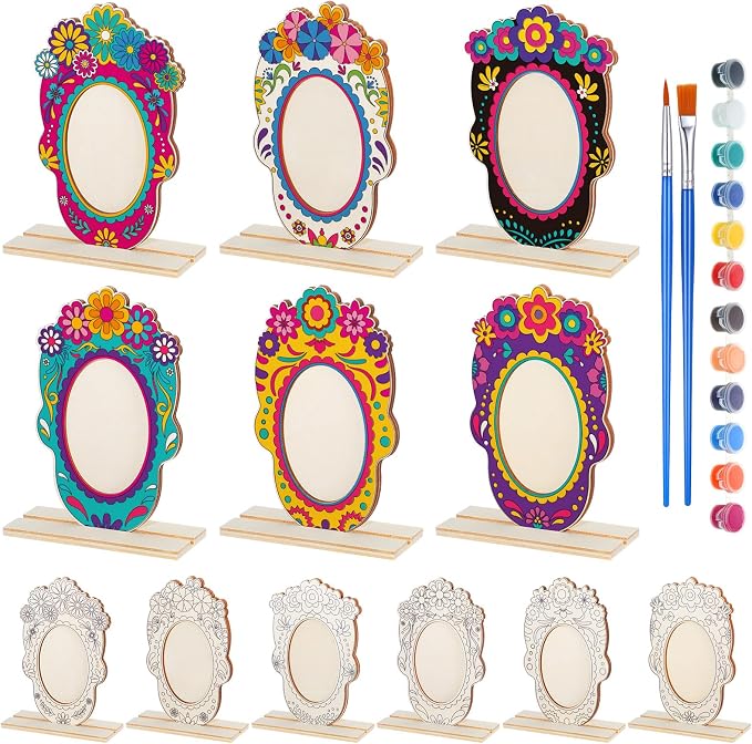 Vercraft 24 Sets Dia De Los Muertos Sugar Skull Picture Frame Craft - skull painting