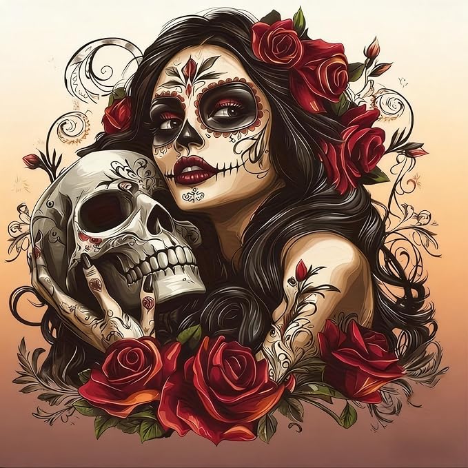 XUCNWL Diamond Art Kits for Adults,Gothic Girl Diamond Painting - skull painting