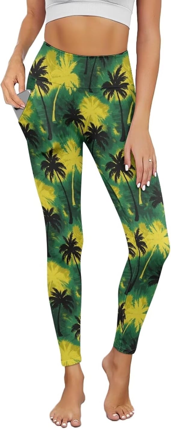 Women High Waisted Yoga Leggings with Pockets Tummy Control 4-Way Stretch Breathable Full-Length Pants - skull leggings
