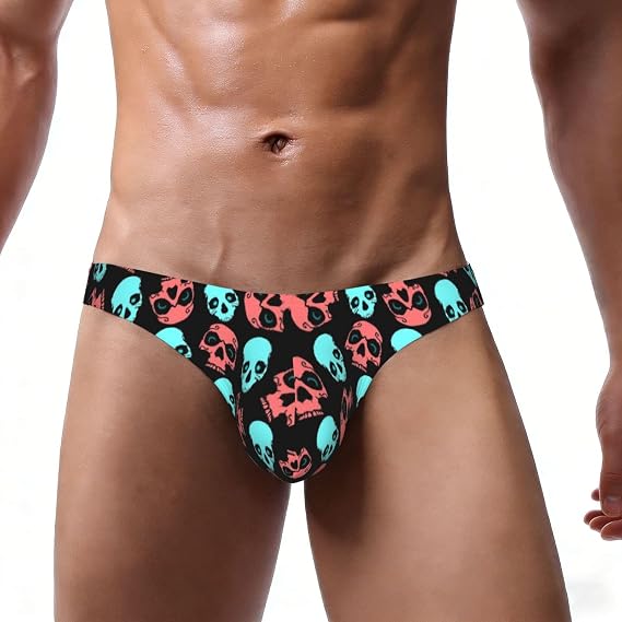 Men'S Bikini Underwear Halloween Skulls Print Stretch Briefs Ultra Breathable Soft Underwear For Men Daily Wear - skull swimsuit