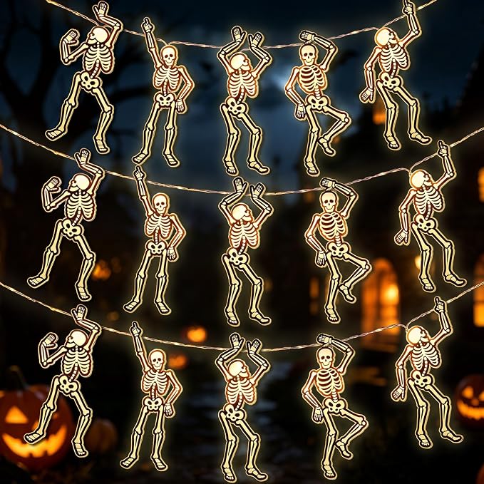 10FT 20 LED Halloween String Lights Halloween Skeleton Lights Decor