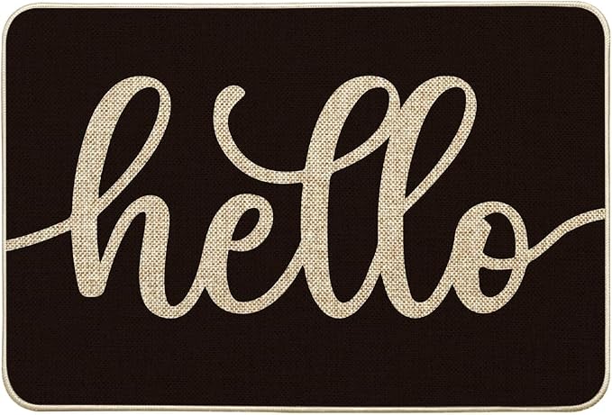 Artoid Mode Balck Hello Halloween Doormat, Home Decor Low-Profile Switch Rug Door Mat Floor Mat for Indoor Outdoor 24×35 Inch