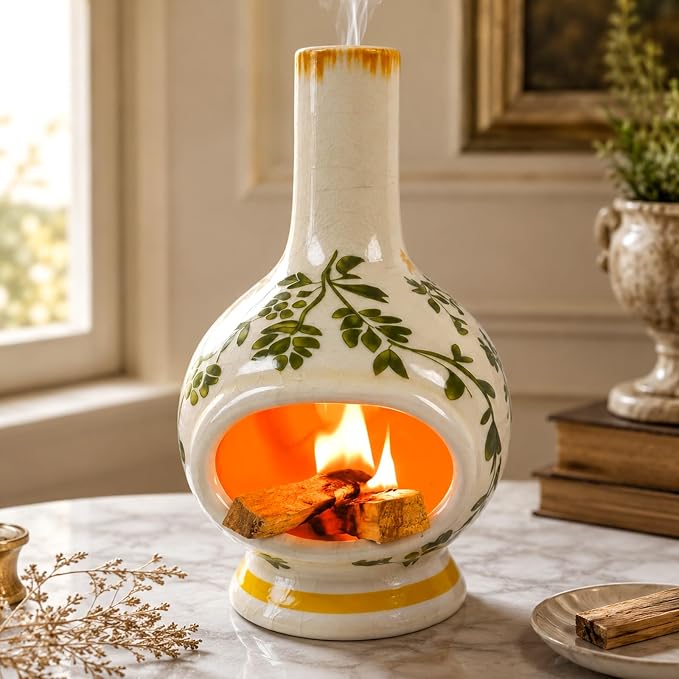 MOUGIGI Palo Santo Burner with Chimney-Ceramic Incense Holder for Sage,Cone - skull incense burner