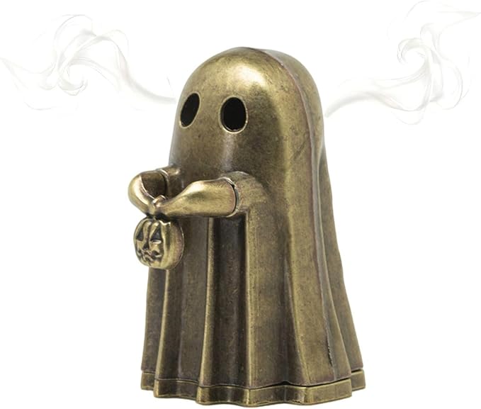 Cute Ghost Incense Burner, Alloy Incense Holder, Creative Incense Burning Decorative Ornament for Desktop, Statue Home Insencents Burner