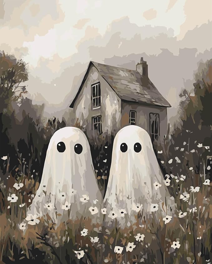 Gearock Halloween Ghost Paint by Numbers Kit for Adults, 16x20 Inch - skull painting