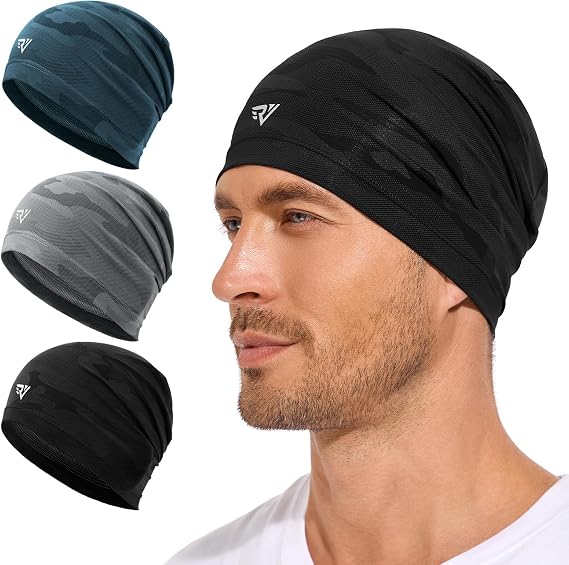 3Pcs Cooling Skull Caps for Men Women-Lightweight Breathable Beanie, Thin Quick Dry Running Cap for Cycling Daily Wear - skull hat
