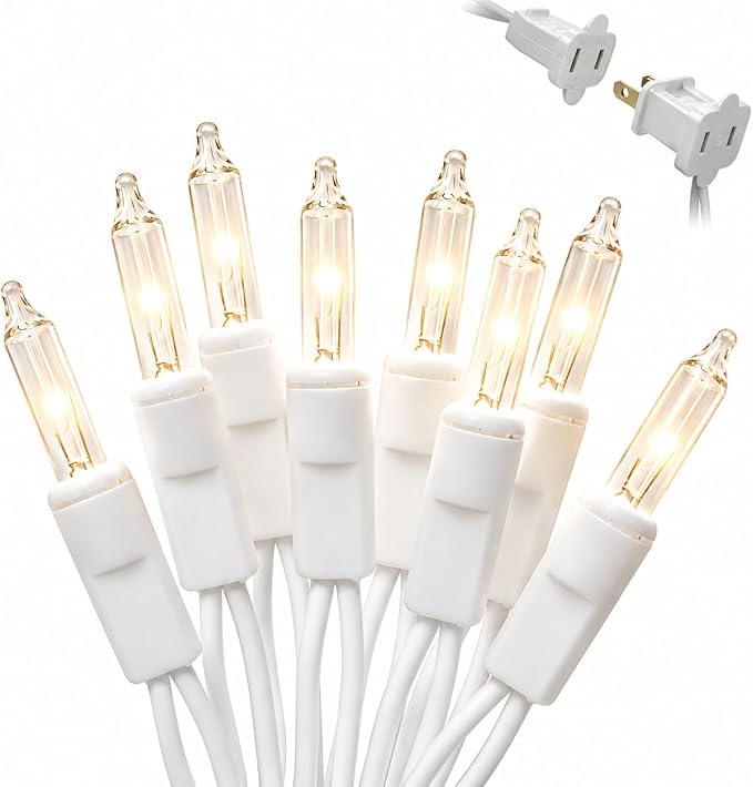 Warm White Christmas Lights, 21Ft 100 Incandescent Mini Bulbs, UL Certified, Connectable, Indoor and Outdoor, Perfect for Christmas Tree, Wreath, Home, Yard, Wedding, Party, Holiday Decor - string light
