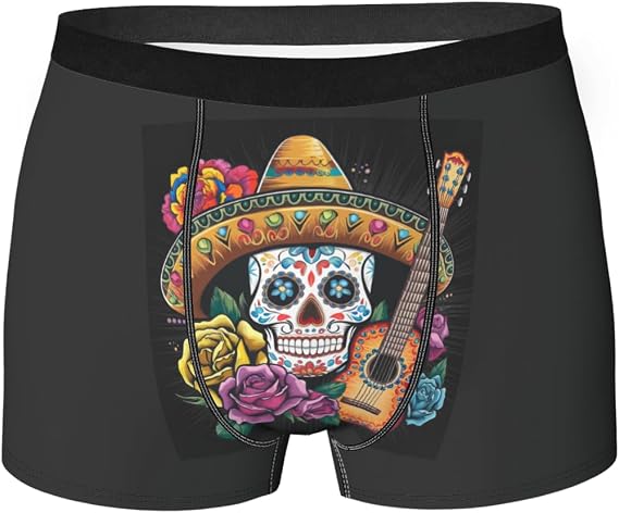 Retro Cinco De Mayo Mexican Skull Boxer Brief for Men Boys, Ultra Soft, Breathable Underwear - skull swimsuit
