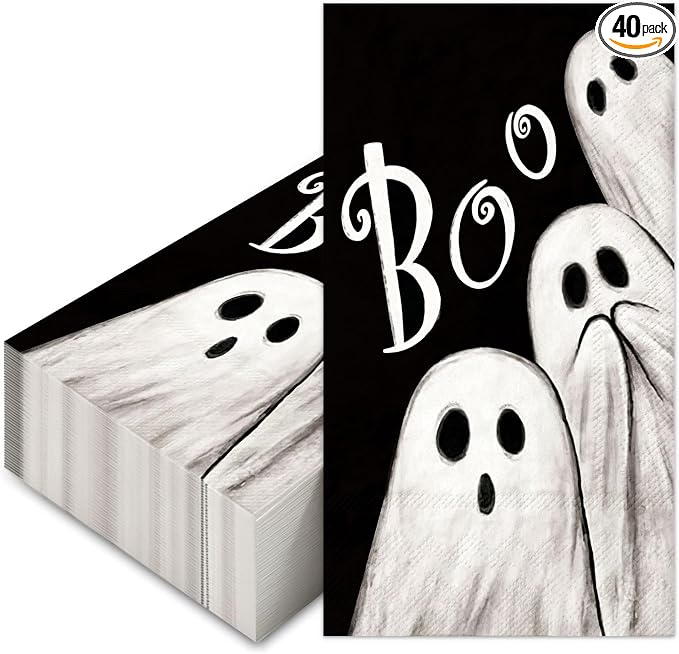 JarThenaAMCS 40 Pcs Halloween Paper Guest Napkins Boo Ghost Disposable Napkins Dinner Hand Towel Napkin for Bathroom Trick or Treat Party Table Supplies - skull toilet paper