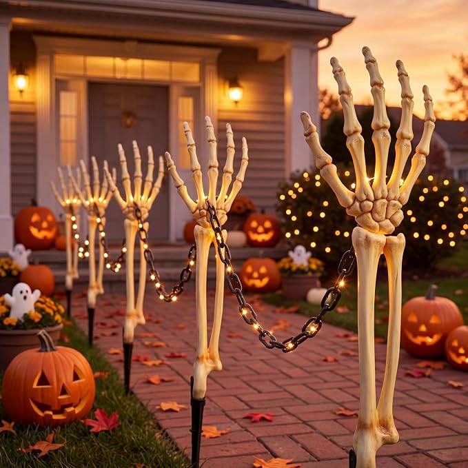 Junkin 12 Pcs Halloween Decorations Outdoor, Skeleton Arms Stakes Kit - skeleton