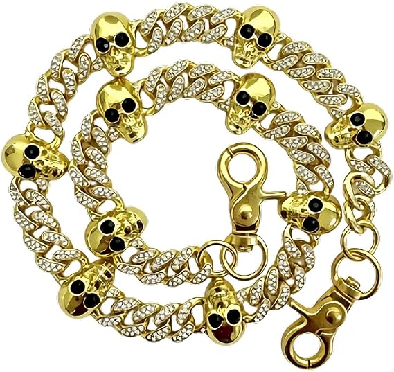 Skull Pant Chain, 24"" Hip Hop Jean Chain Alloy Unisex Punk Rapper Wallet Chains Belt Keychain - skull wallet
