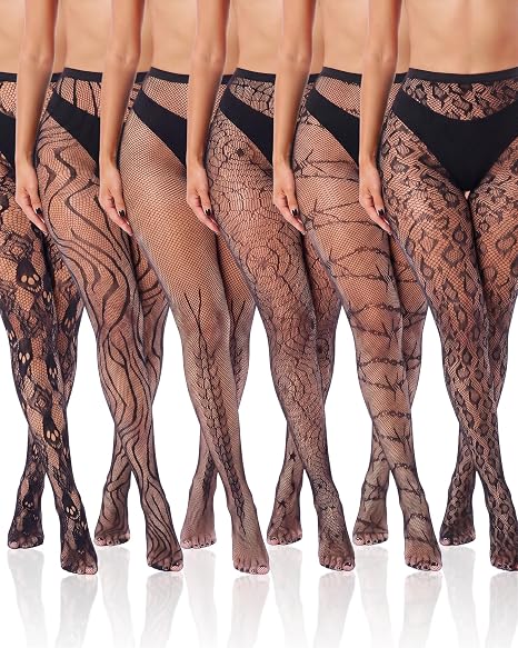 Patterned Fishnet Stockings - skull leggings