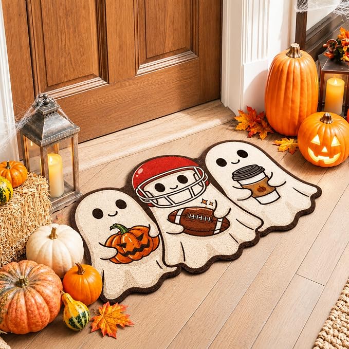 Halloween Ghost Door Mat Ghost Cute Welcome Mat - skull floor mat