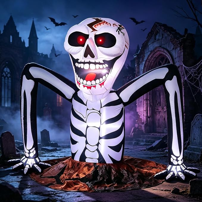 5 FT Halloween Inflatable Skeleton Rising from Ground Outdoor Decoration - skull inflatable