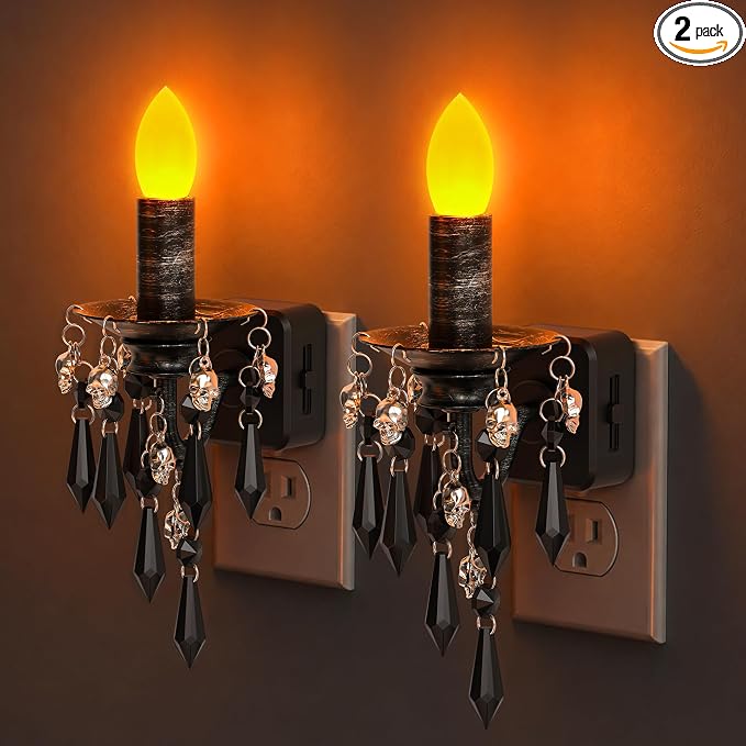 Halloween Chandelier Night Light Plug in, Dusk to Dawn, Gothic