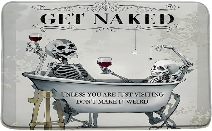 Funny Skull Bath Mat Bathroom Decor Rug,17.8x29.5 Inch - skull toilet mat
