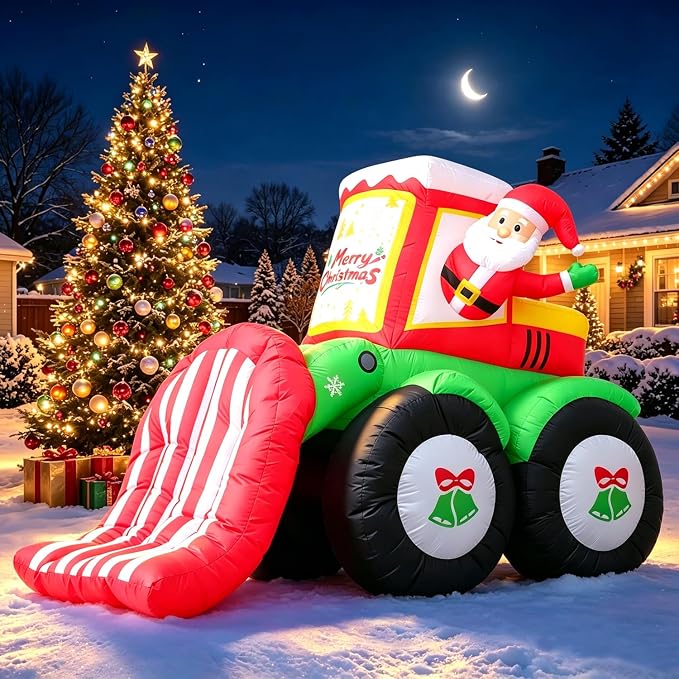 DomKom 7FT Christmas Inflatables Loader, Santa Claus Drive Loader Blow up Giant Yard Decoration, Outdoor Built-in LED Lights Party Lawn Holiday Winter Decor Outside - skull inflatable