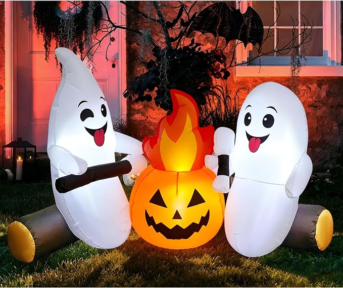 Lulu Home 6FT Halloween Inflatable Ghost, Blow Up Yard Décor - skull inflatable