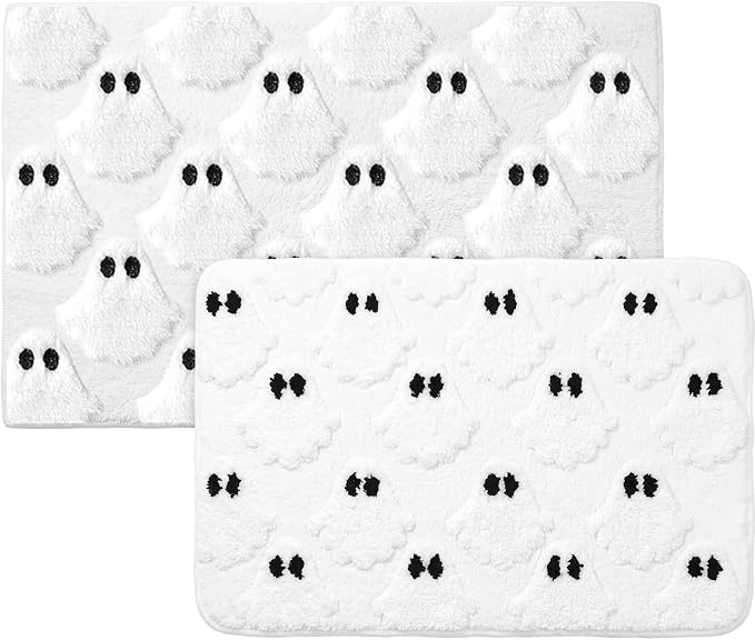 Drydiet 2 Size Halloween Ghost Bathroom Rugs Set for Home Decor - skull toilet mat
