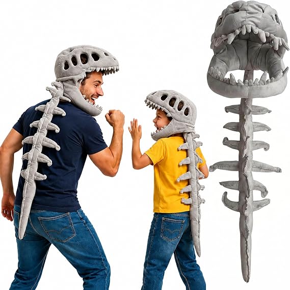 Wearable Dinosaur Skeleton Halloween Costume for Kids, Silly Dino Plush - sugar skull costume