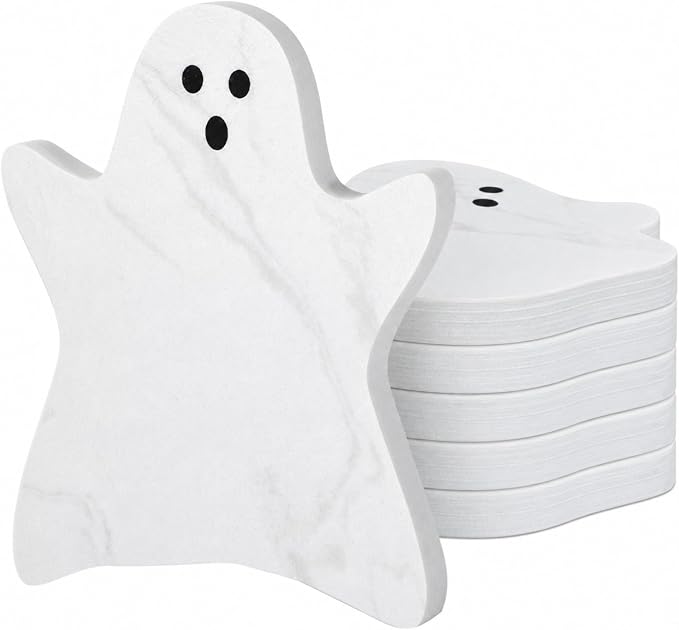 6 Pcs Marble Coasters Halloween Ghost Coasters 4.7 x 3.9 Inches - skull coaster