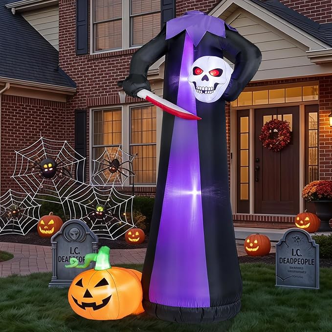 10FT Halloween Inflatables Outdoor, Giant Headless Blow Up Yard Decor - skull inflatable